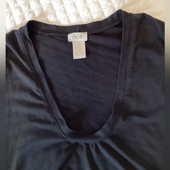 Cache Asymmetrical Ruched Side Open Sleeve Jersey Black Dress L - Picture 11 of 13